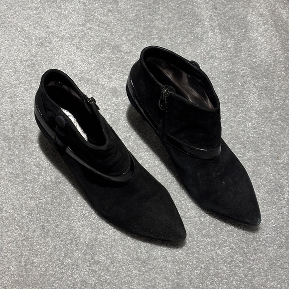 Black suede and leather heeled booties Adrienne Vittadini - Picture 3 of 10